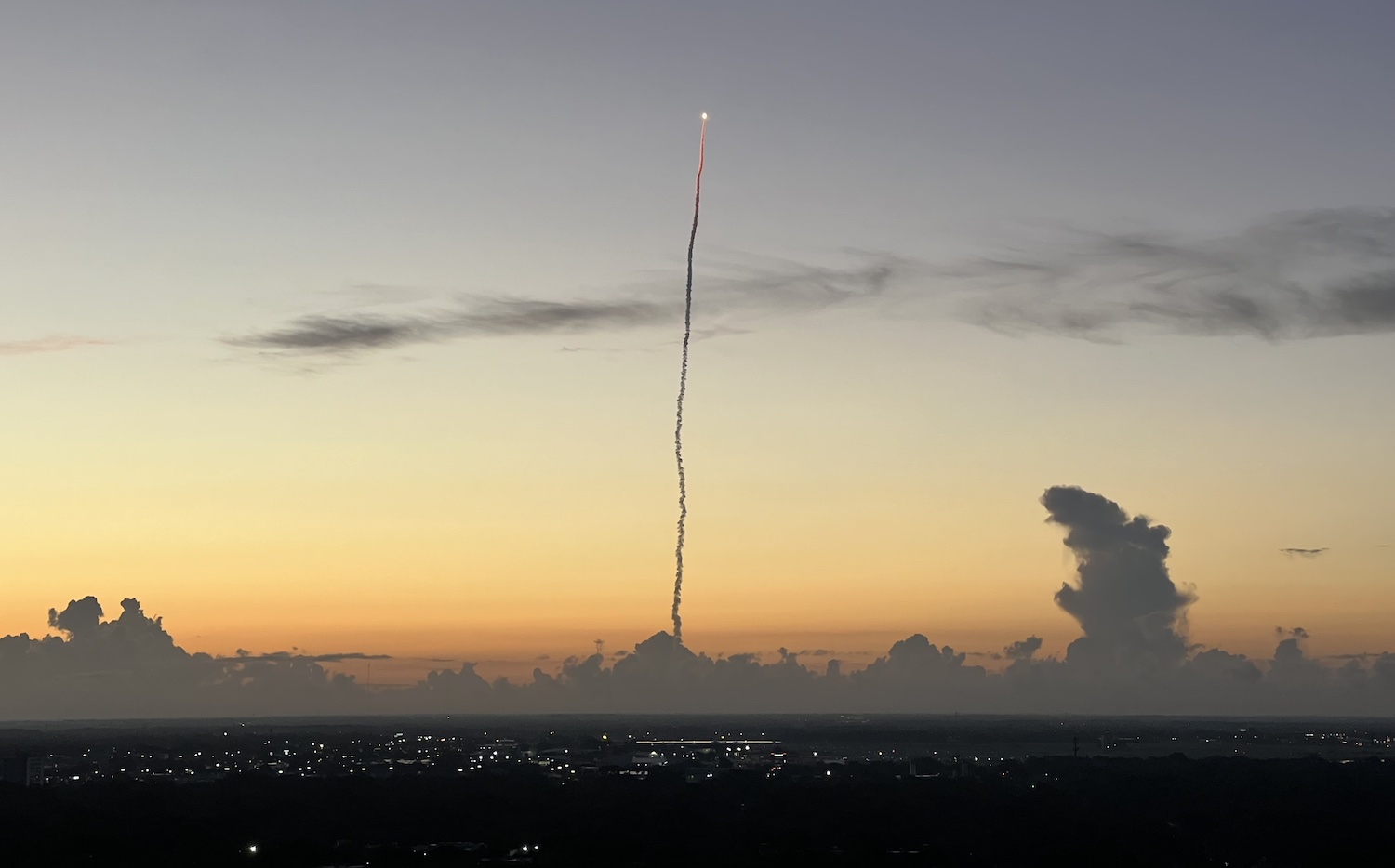 ULA Atlas V rocket as seen from downtown Orlando on August 4