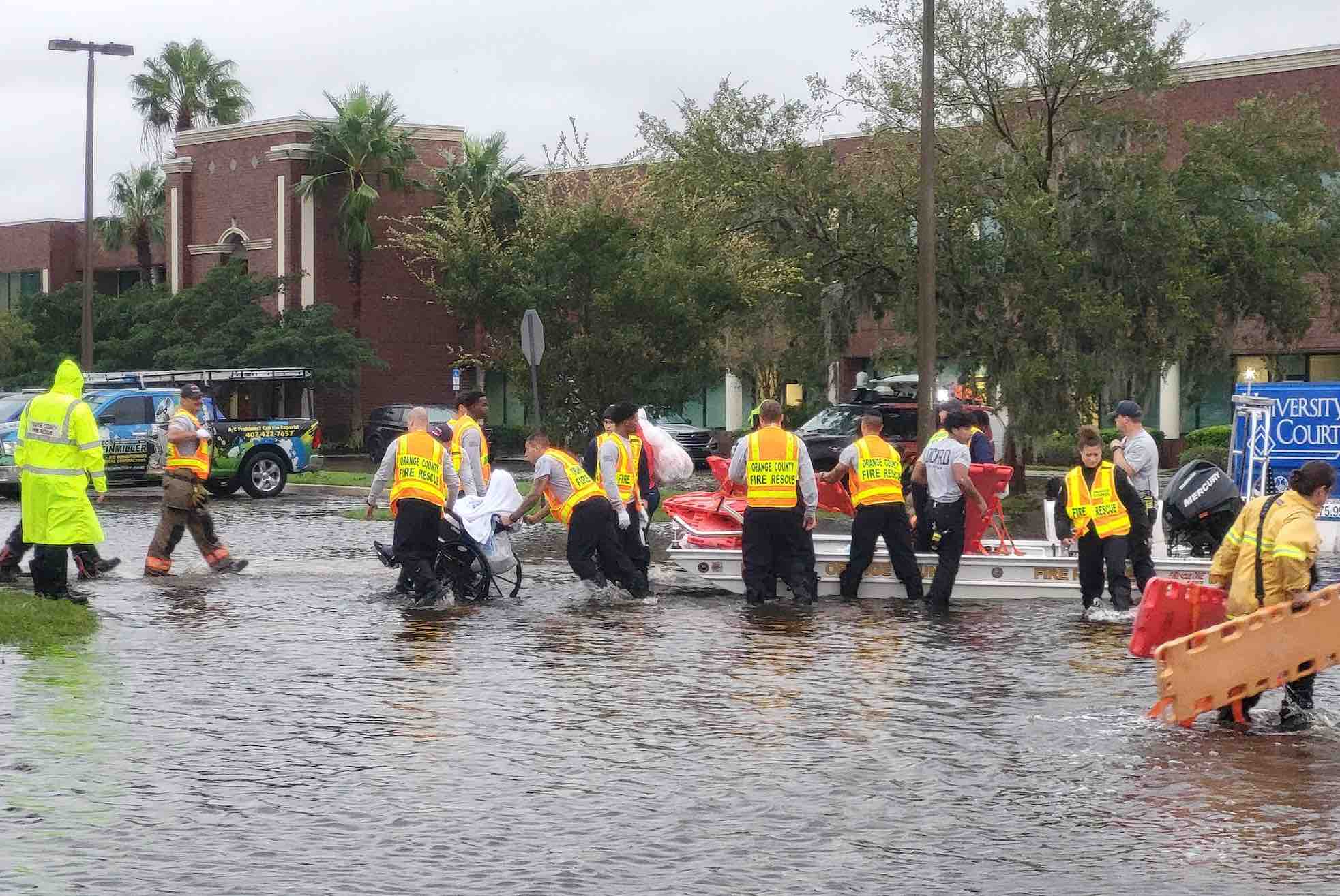 Orange County Fire Rescue crews evacuating people from Bridge and Life Care Center