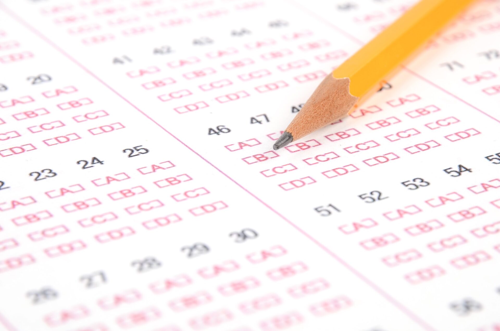 Scantron sheet for SAT