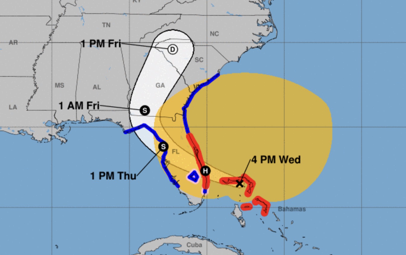 Tropical Storm Nicole 135 miles from coast of Florida, producing winds