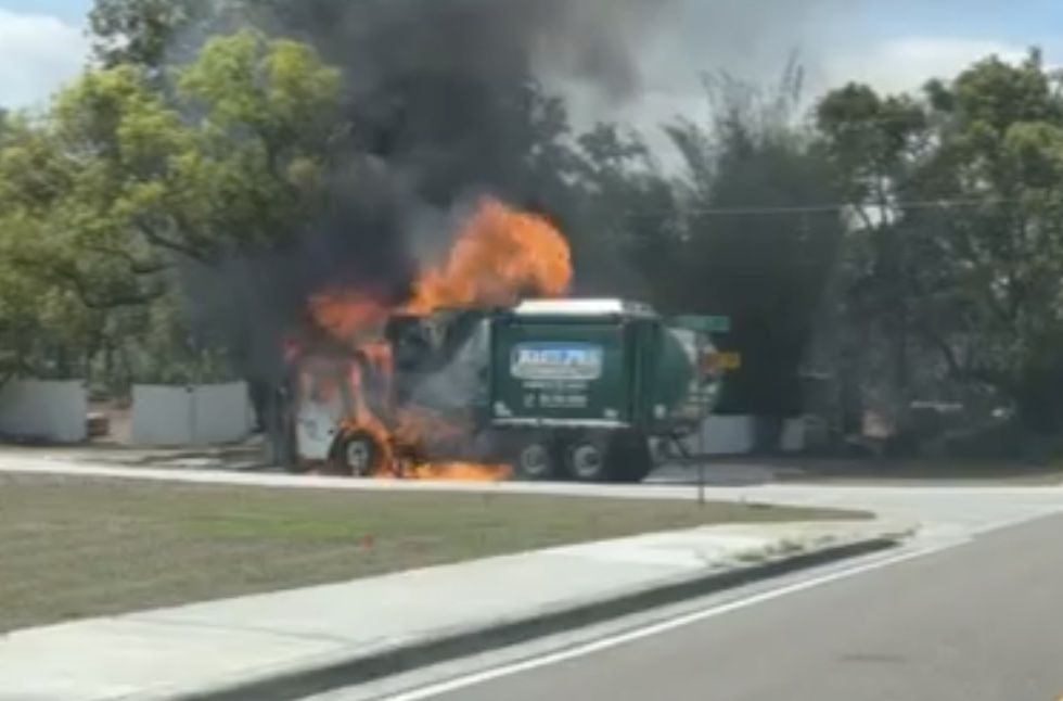 Garbage truck fire in Longwood on Wednesday, March 29