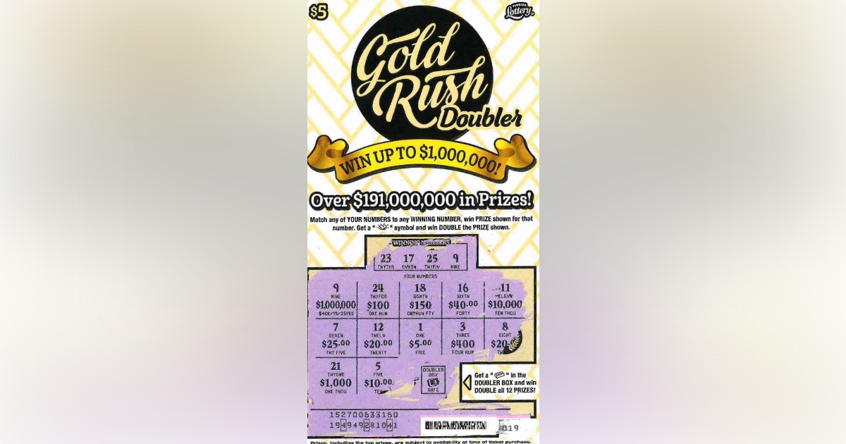 Racquel Maxey's winning GOLD RUSH DOUBLER scratch-off