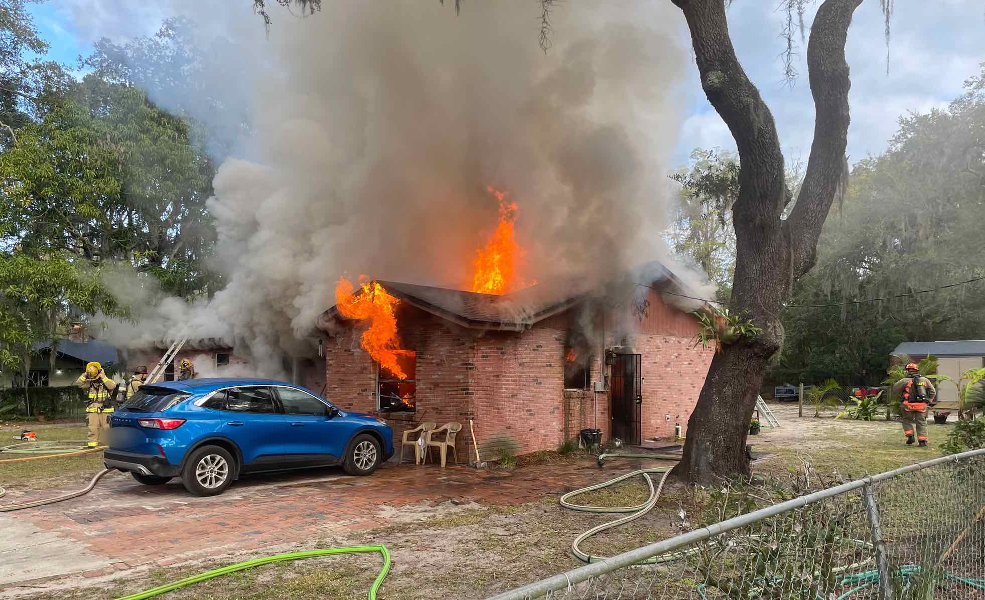 Fire billowing from home in Maitland