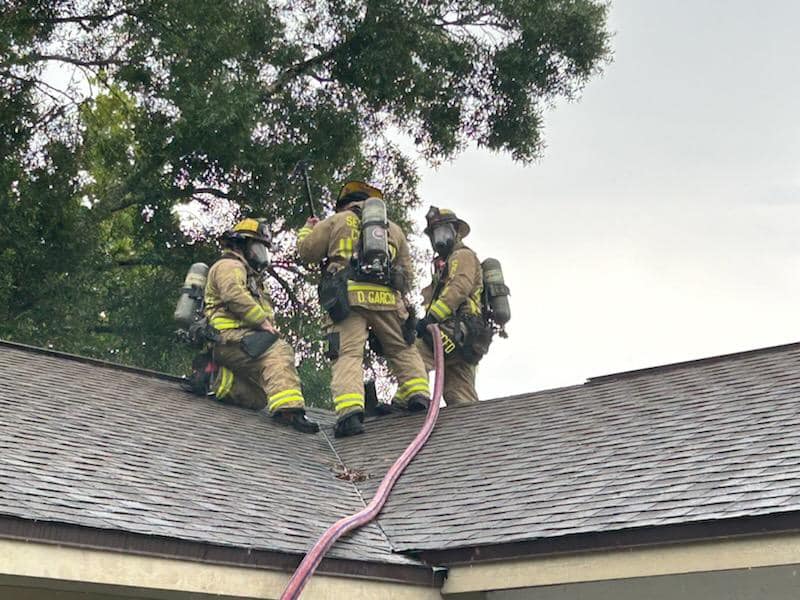 Seminole County firefighters battling a small fire that ignited inside an Oviedo home s attic on June 29, 2024. Photo by Seminole County Fire Department