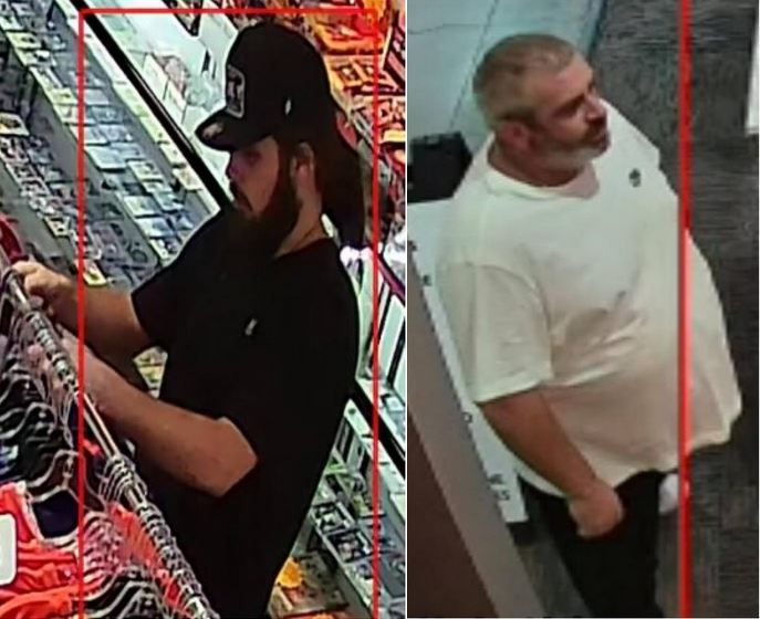 These two men are wanted by Oviedo police in connection with a theft at a sports memorabilia store inside the Oviedo Mall. (Photos: Oviedo Police Department)