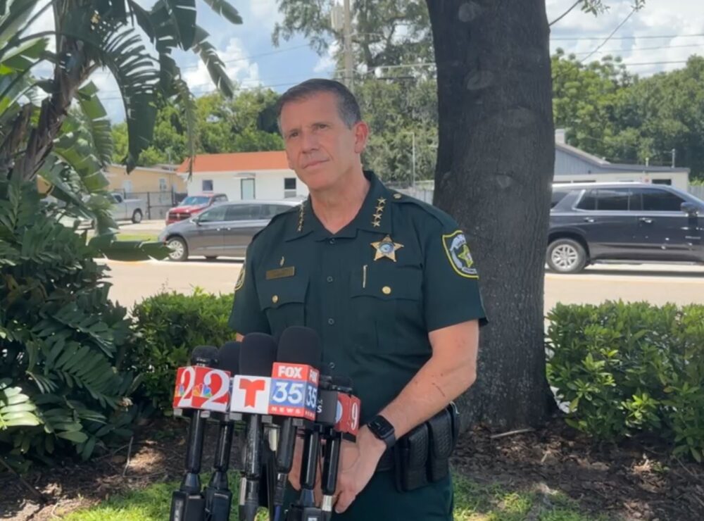 Orange County Sheriff John Mina holding a press conference on July 16, 2024, regarding a deputy-involved shooting that occurred at a gas station in Orlando. (Photo: Orange County Sheriff's Office)