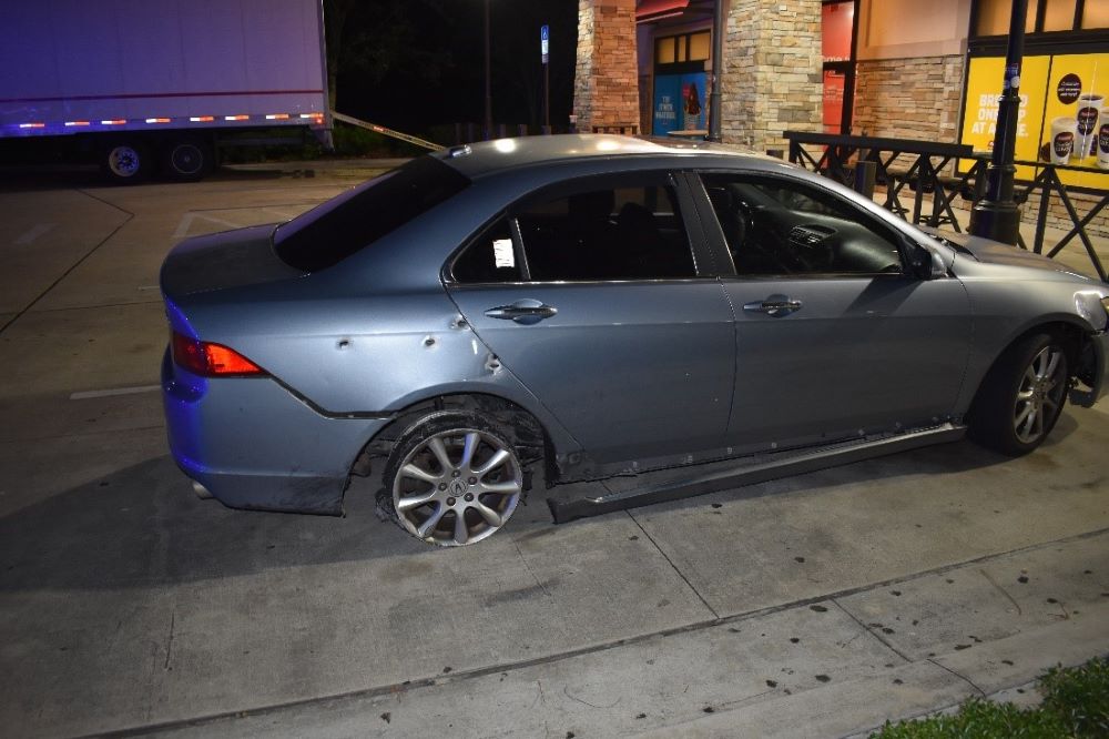 Vehicle shot during road rage incident on I 4 in Deltona on July 1, 2024 victim s car photo by FHP 2