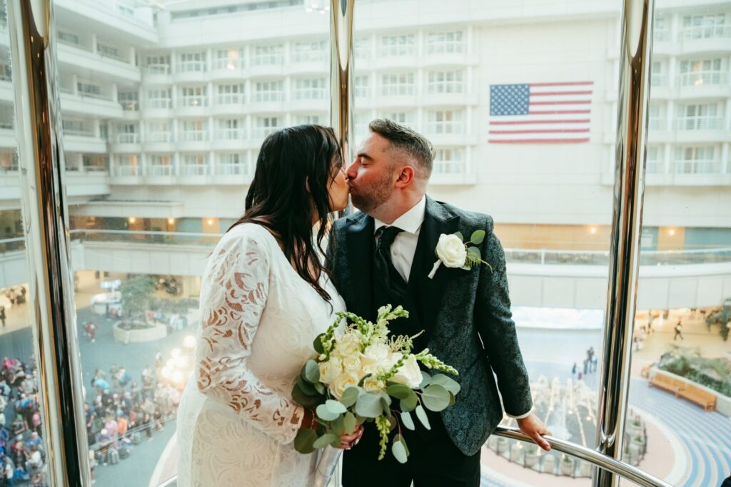 Kayla left and Tommy right recently got married at Orlando International Airport. Photo by The Lemons Photography 3