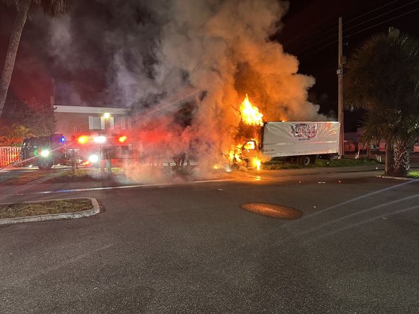 Flames engulfing a box truck in Orlando on September 15, 2024. (Photo: Orlando Fire Department)