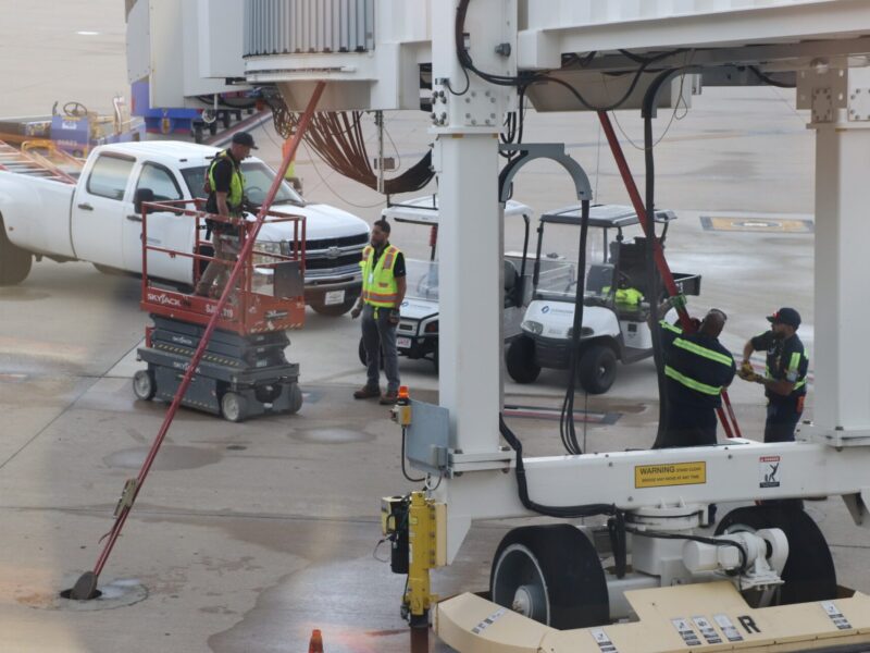 Workers completing preparations at the Orlando International Airport ahead of Hurricane Milton. (Photo: Orlando International Airport).