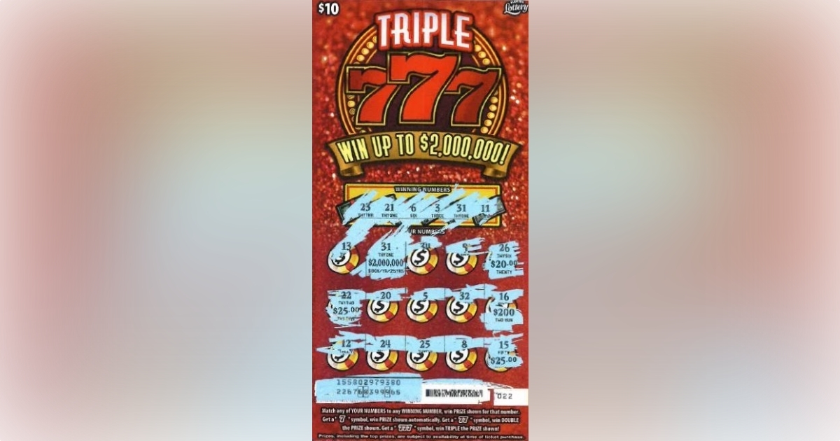 This $2 million winning scratch-off ticket was recently purchased at a Publix in Orlando. (Photo: Florida Lottery)