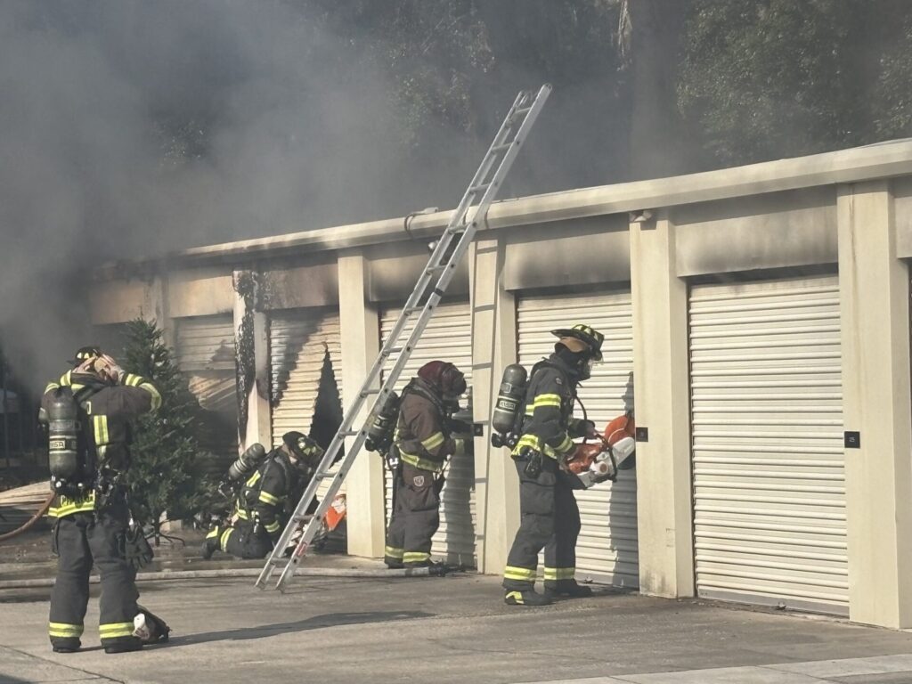 DeLand firefighters battling a storage unit facility fire on January 3, 2025 1 DFD