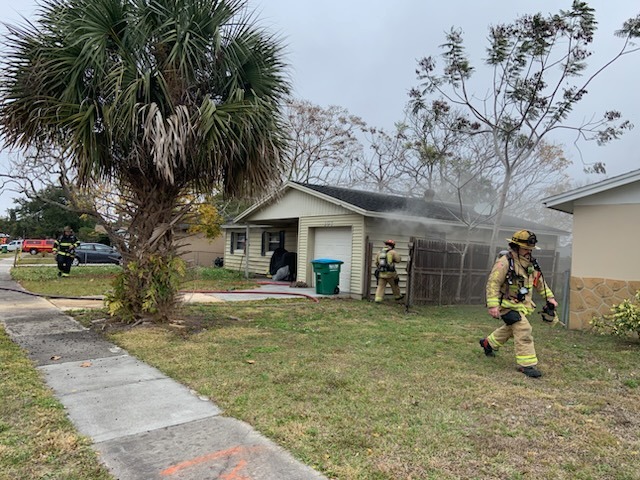 Seminole County Fire Dept rescues two cats from Winter Springs home on January 23, 2025 exterior shot of home with smoke rising